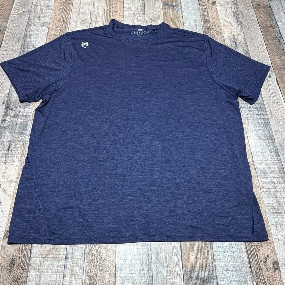 Greyson Sport Performance T Shirt Men's 2XL Blue Athletic Golf Performance Wolf